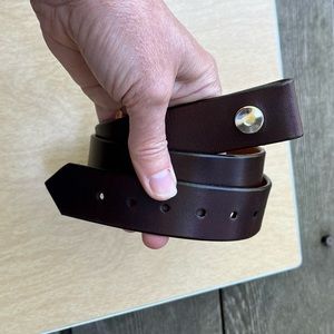 Bob Dunn Handmade Brown Leather Belt - No Buckle Sz 30